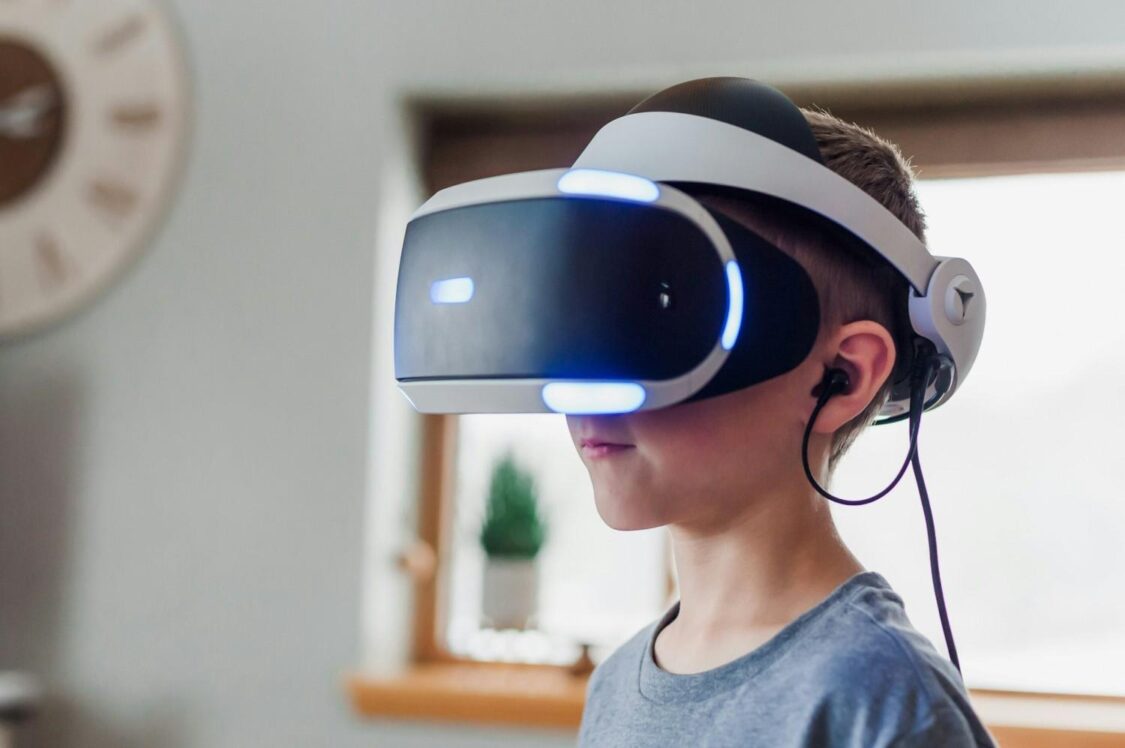 Child using VR goggles