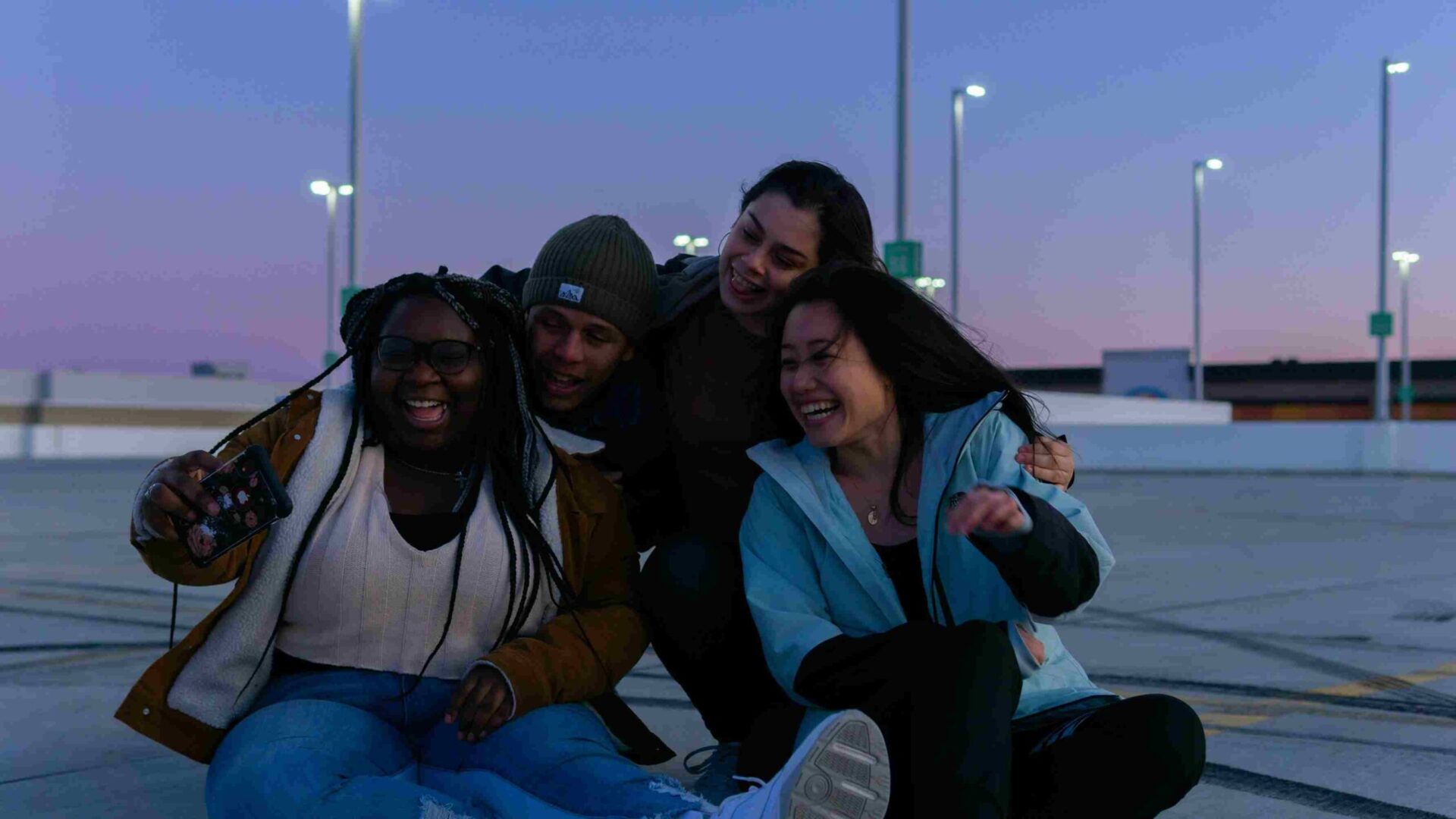 Four friends taking a photo